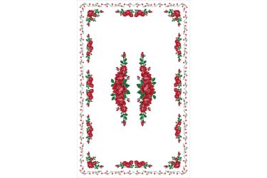Obrus góralski dekoracyjny z nadrukiem biały z różami 220x140