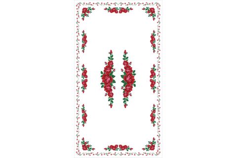 Obrus góralski stylizowany folk biały z nadrukiem róże 250x140