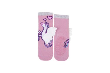 Skarpety ABS silikon frotte Yoclub 3D dziewczęce (r.20-30) różowe jednorożec