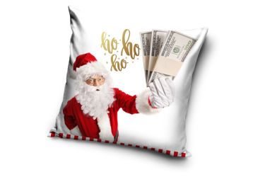 Poszewka świąteczna Mikołaj pieniądze kasa dolary pod choinkę 40x40