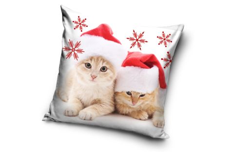 Poszewka świąteczna rude kotki Mikołaj śnieżynki 40x40