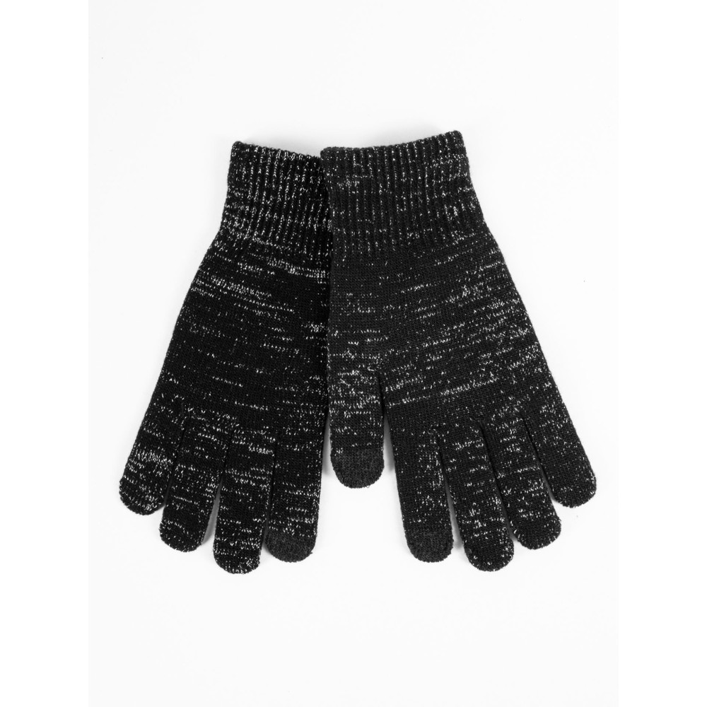 Rękawiczki damskie akrylowe dotyk srebrna nitka Yoclub czarne