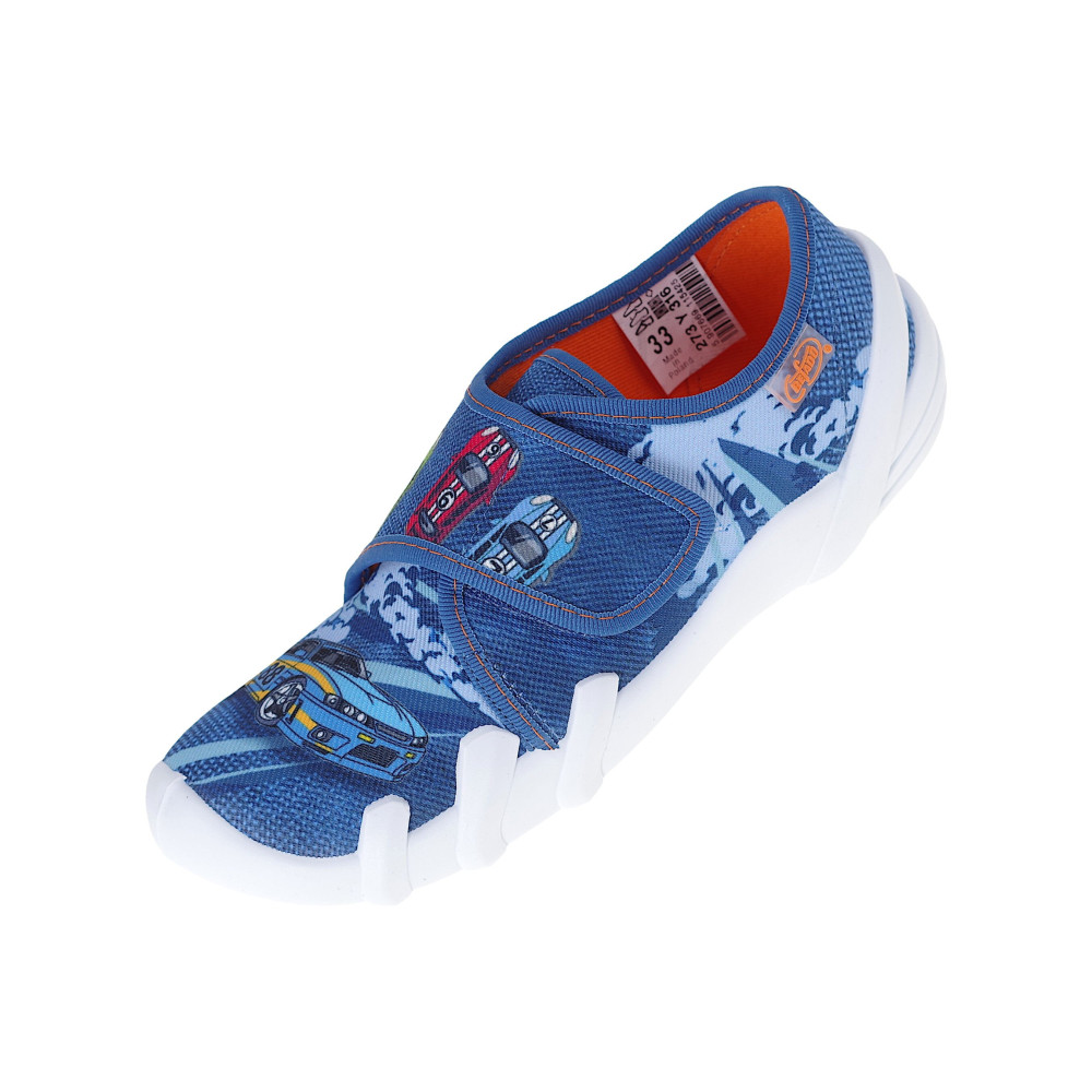 Pantofle dla chłopca buty na rzep Befado 273Y316 niebieskie w samochody (r. 31-36)