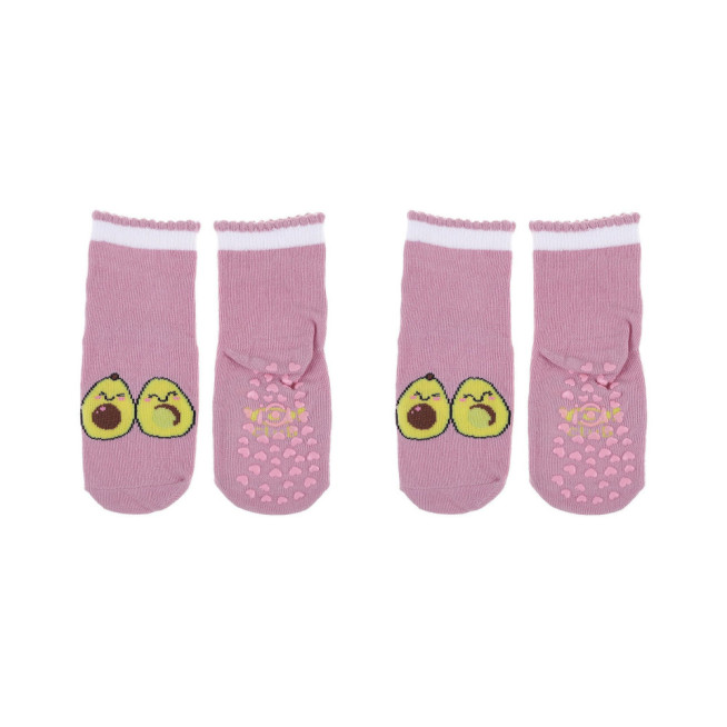 2-pak Skarpety stopki bawełniane Yoclub ABS dziewczęce (r.20-30) różowe awokado