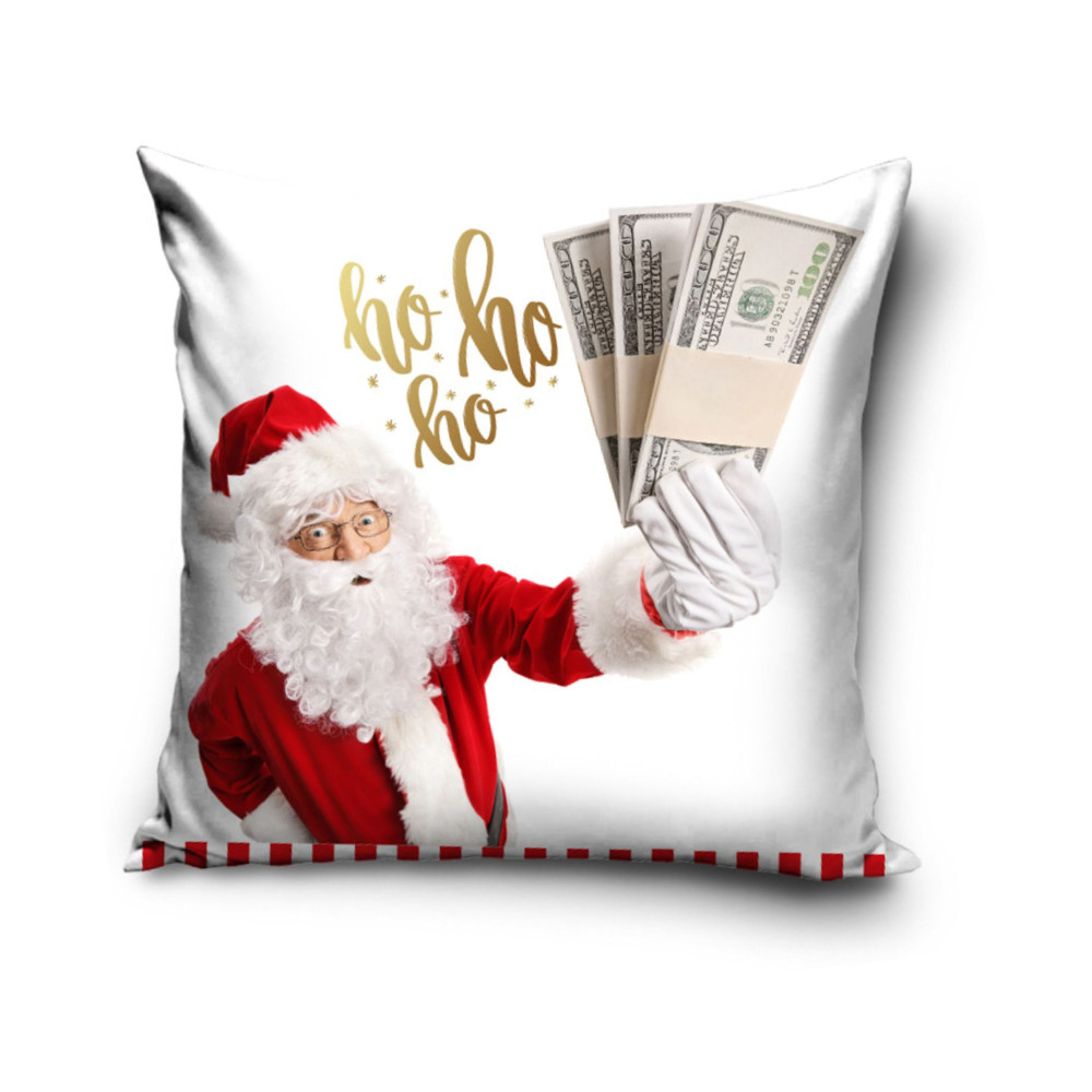 Poszewka świąteczna Mikołaj pieniądze kasa dolary pod choinkę 40x40