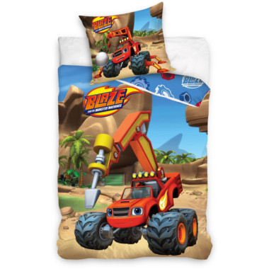 Pościel bawełniana komplet 140x200 + 70x90 monster truck Blaze Mega Maszyny