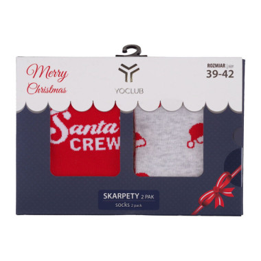 Skarpety świąteczne w pudełku na prezent Mikołaj czapki Yoclub (r.39-46) x2 par