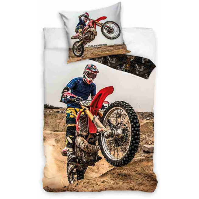 Pościel bawełniana komplet 160x200 +70x80 motor cross motocross