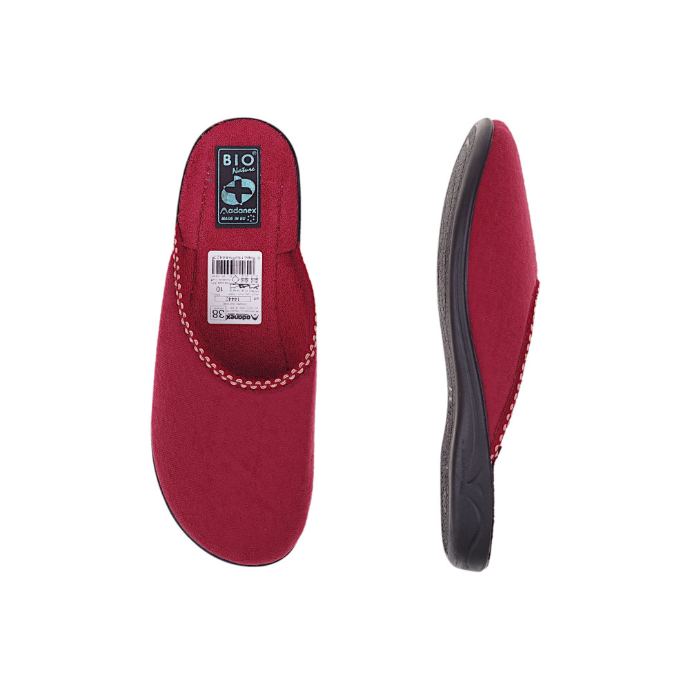 Pantofle Adanex BIO PU klapki domowe z krytymi palcami 14442 bordowe